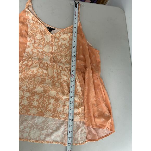 Torrid Tank Top Boho Festival Button Camisole Orange Floral Size 2 Ruffle - Picture 6 of 7